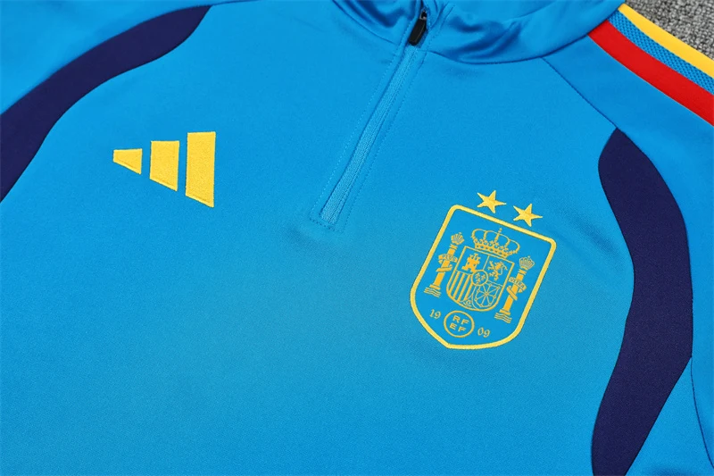 2026-27 Spain Team Lake Blue Half-Zip Training Jersey (Two Stars) view 9