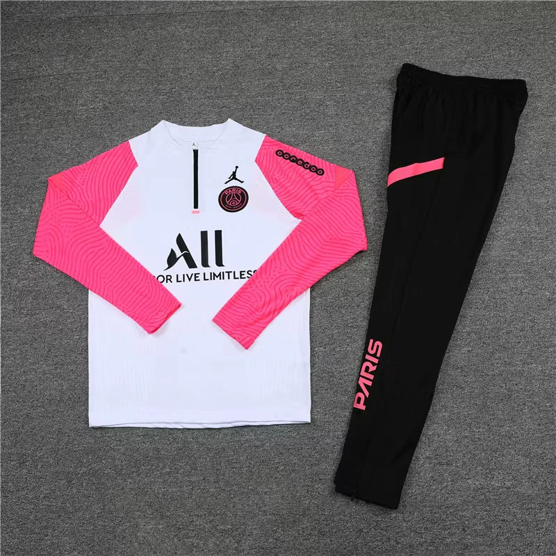 2021 Paris Jordan Pink and White Half-Dress Training Jersey view 16