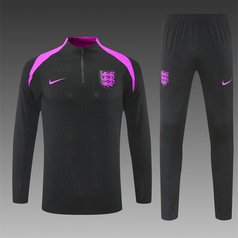 2025-26 England Black Half-Zip Training Jersey view 3