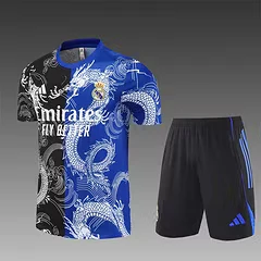 2025-26 Real Madrid Black Blue Short Sleeve Training Jersey