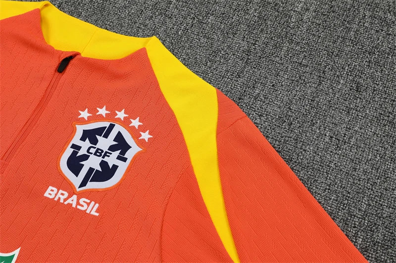 2025-26 Brazil Orange Half-Zip Training Jersey view 6