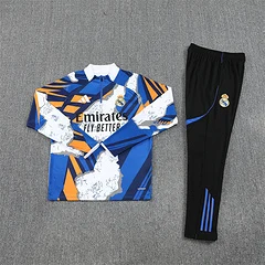 2025-26 Real Madrid yellow and blue camouflage half-pull training uniform jersey view 15