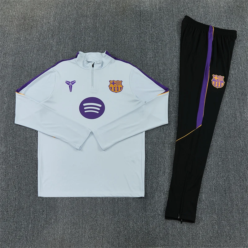 2026-27 Barcelona Red and Light Grey Half-Zip Training Jersey view 13
