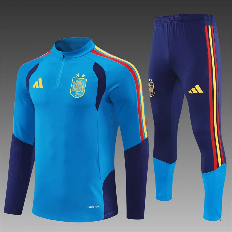 2026-27 Spain Team Lake Blue Half-Zip Training Jersey (Two Stars)