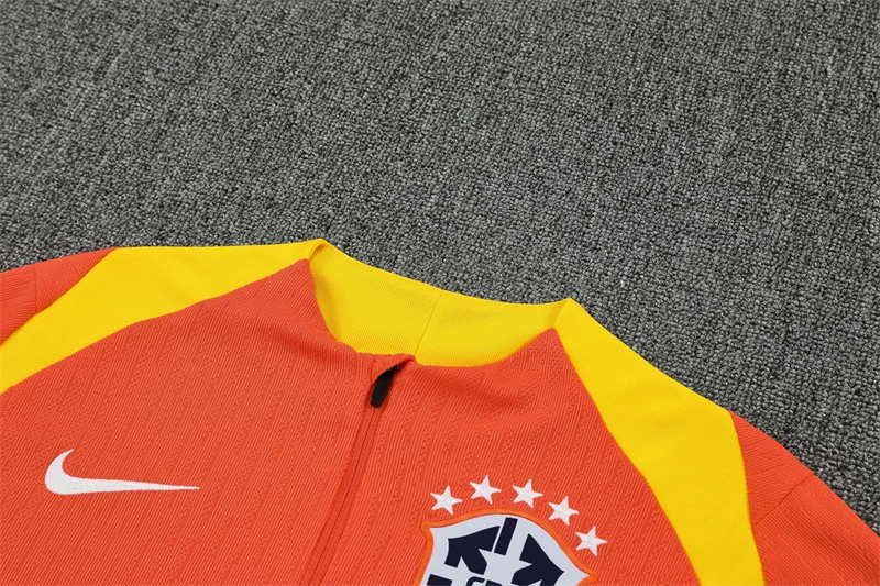 2025-26 Brazil Orange Half-Zip Training Jersey view 5