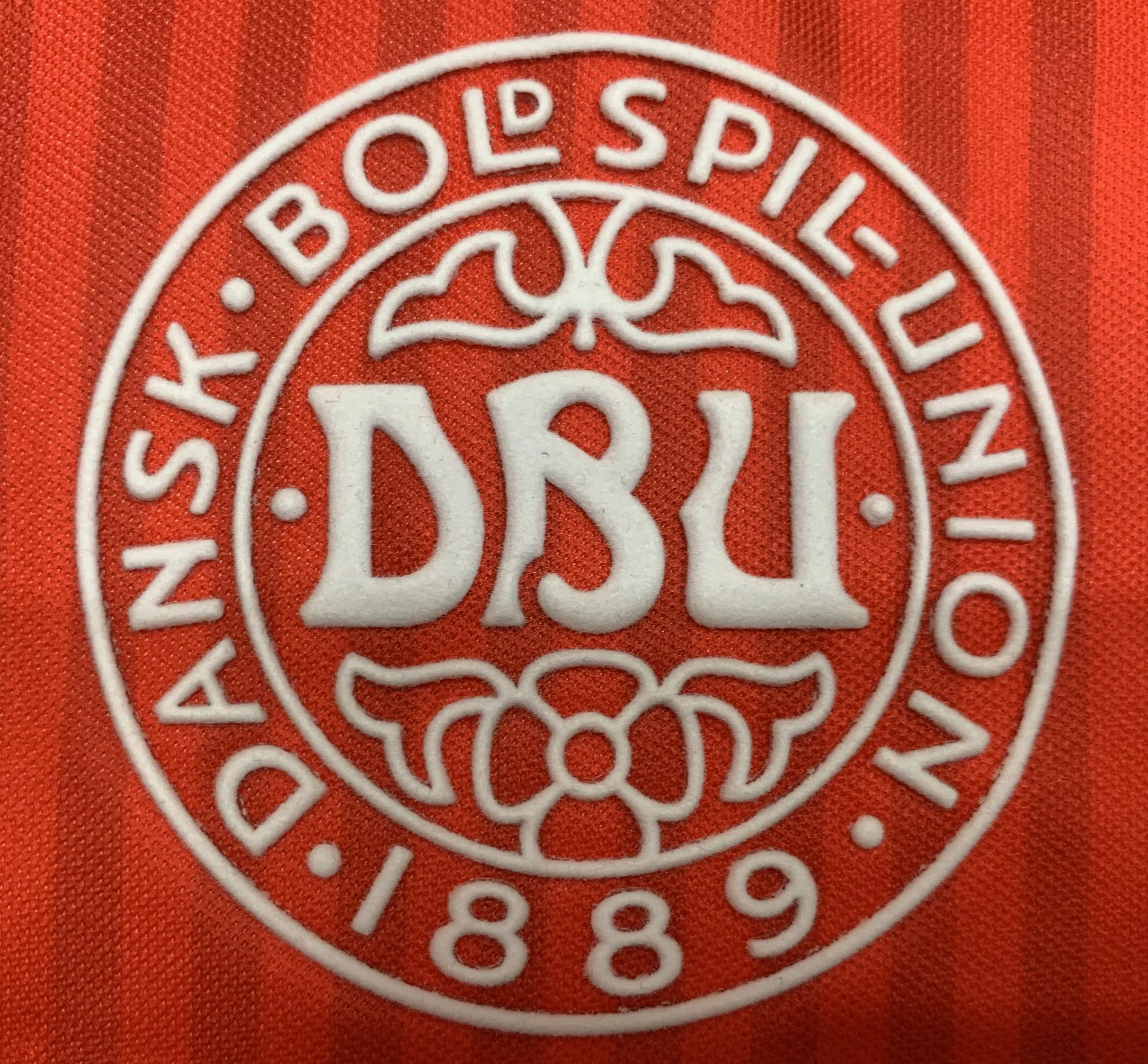 1986 Denmark home red and white retro jersey view 5