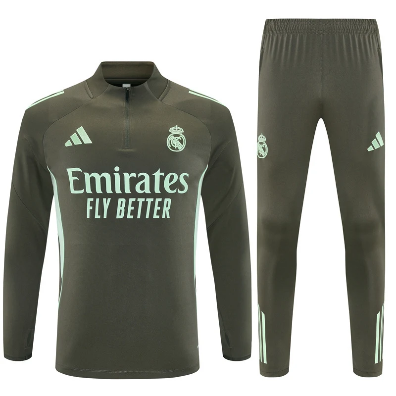 2025-26 Real Madrid Khaki Half-Zip Training Jersey view 17