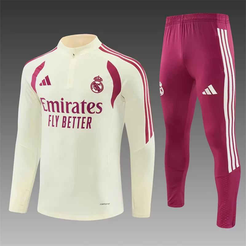 2026-27 Real Madrid Beige Half-Zip Training Jersey