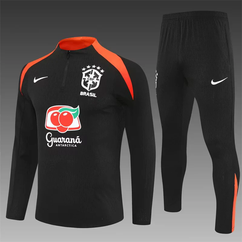 2025-26 Brazil Black Half-Zip Training Jersey