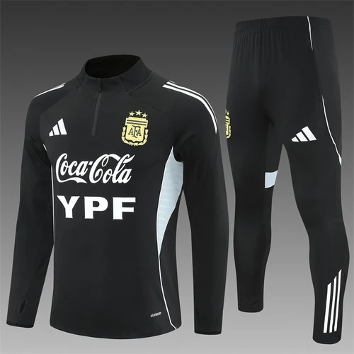 2025-26 Argentina Black Half-zip Training Jersey