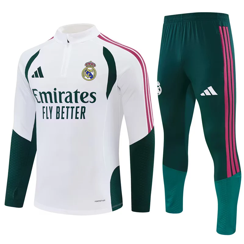 2026-27 Real Madrid White & Green Half-Zip Training Jersey view 5
