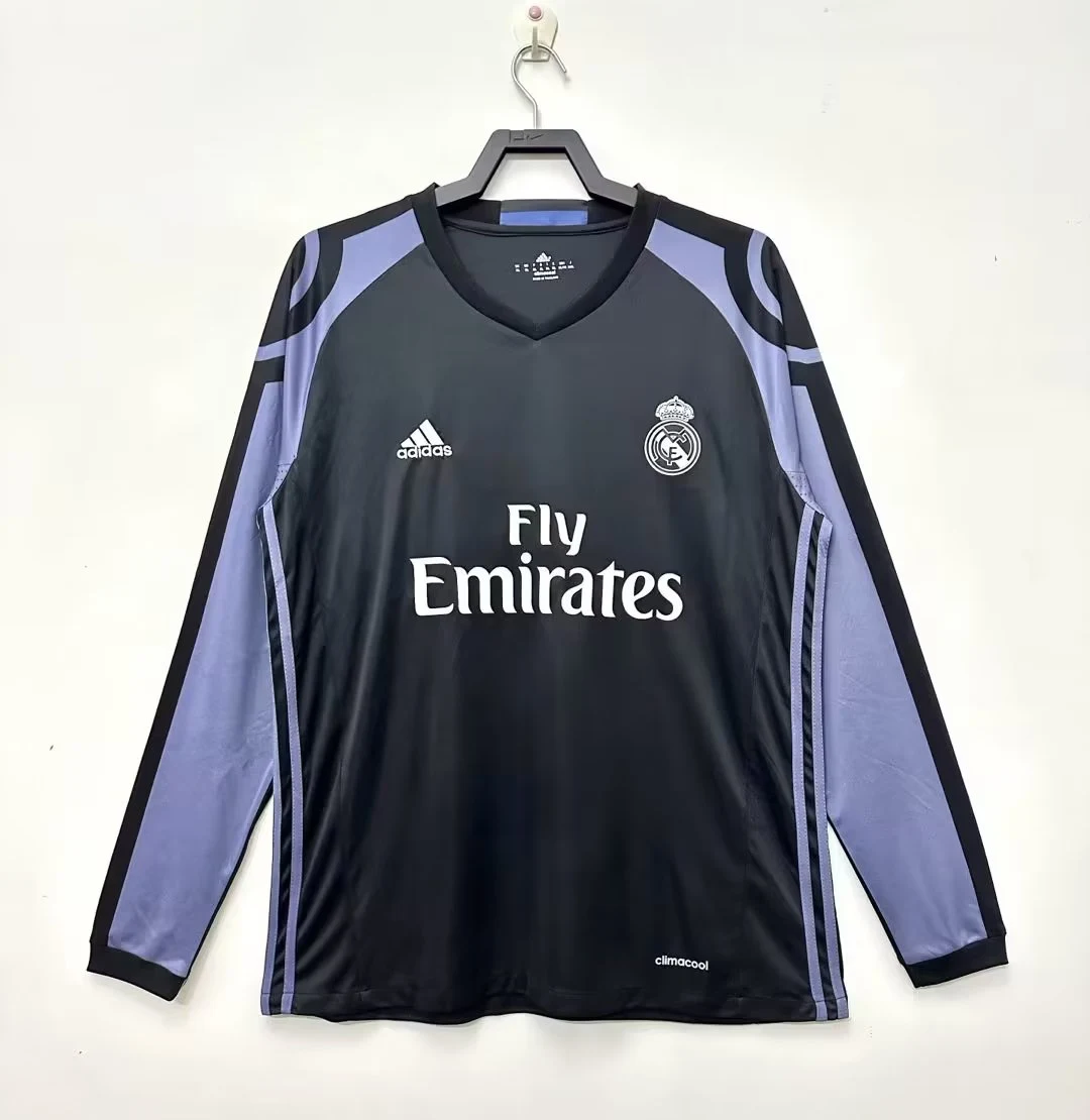 2016-17 Real Madrid Second Away Long Sleeve Retro Jersey