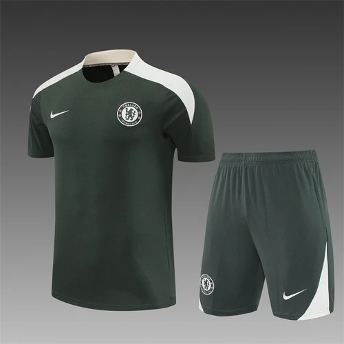 2025-26 Chelsea Short Sleeve Army Green Training Shirt view 3