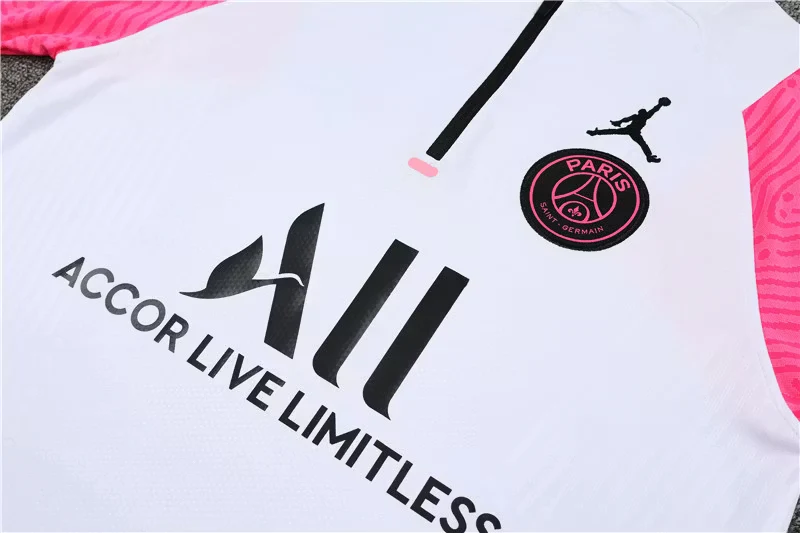 2021 Paris Jordan Pink and White Half-Dress Training Jersey view 12