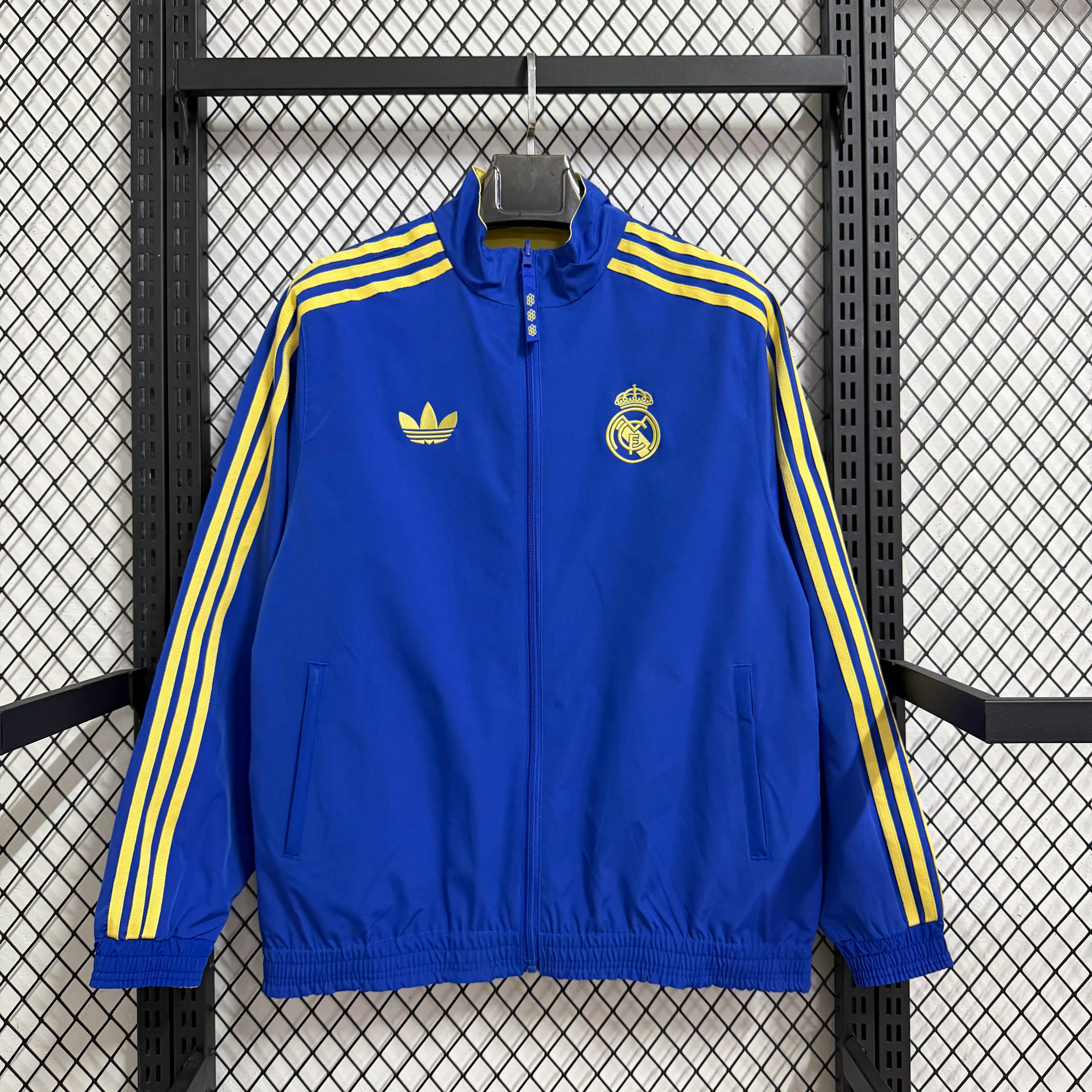 2025-26 Real Madrid Blue and Yellow Reversible Windbreaker Jacket view 4
