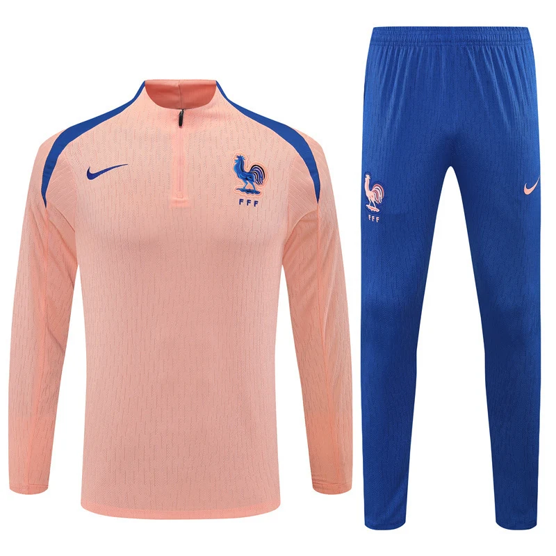 2025-26 France Light Pink Half-Zip Training Jersey view 17