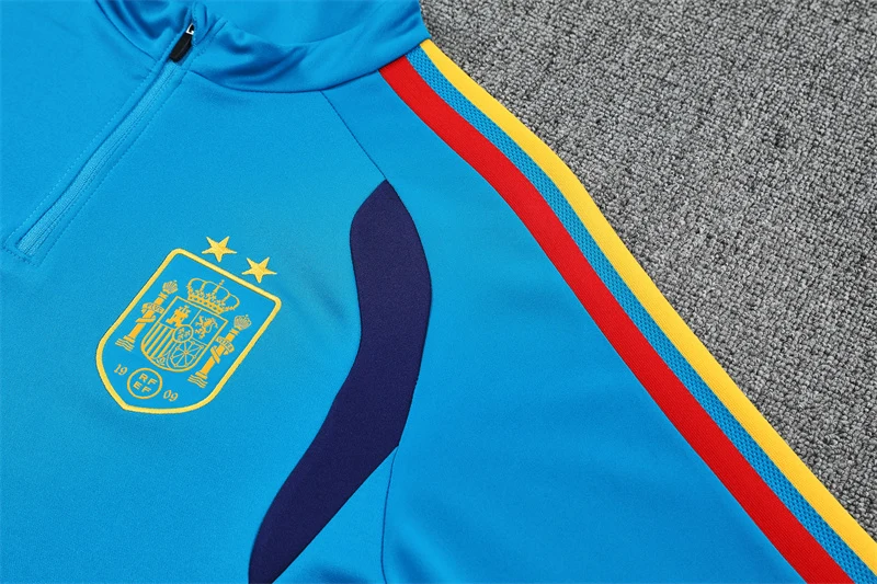 2026-27 Spain Team Lake Blue Half-Zip Training Jersey (Two Stars) view 10