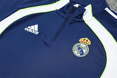 2025-26 Real Madrid Royal Blue Retro Half-Draw Training Jersey view 13