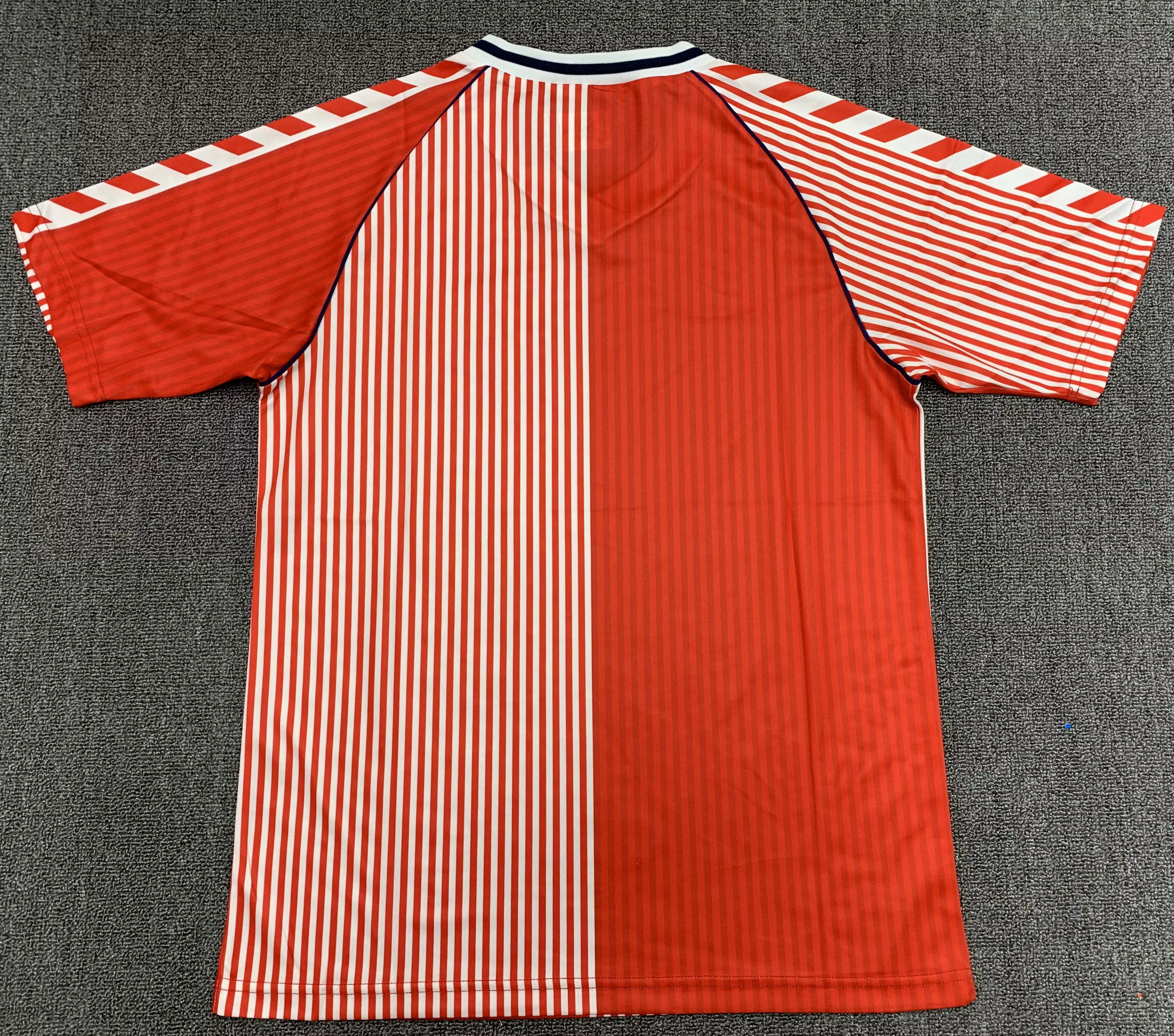 1986 Denmark home red and white retro jersey view 2