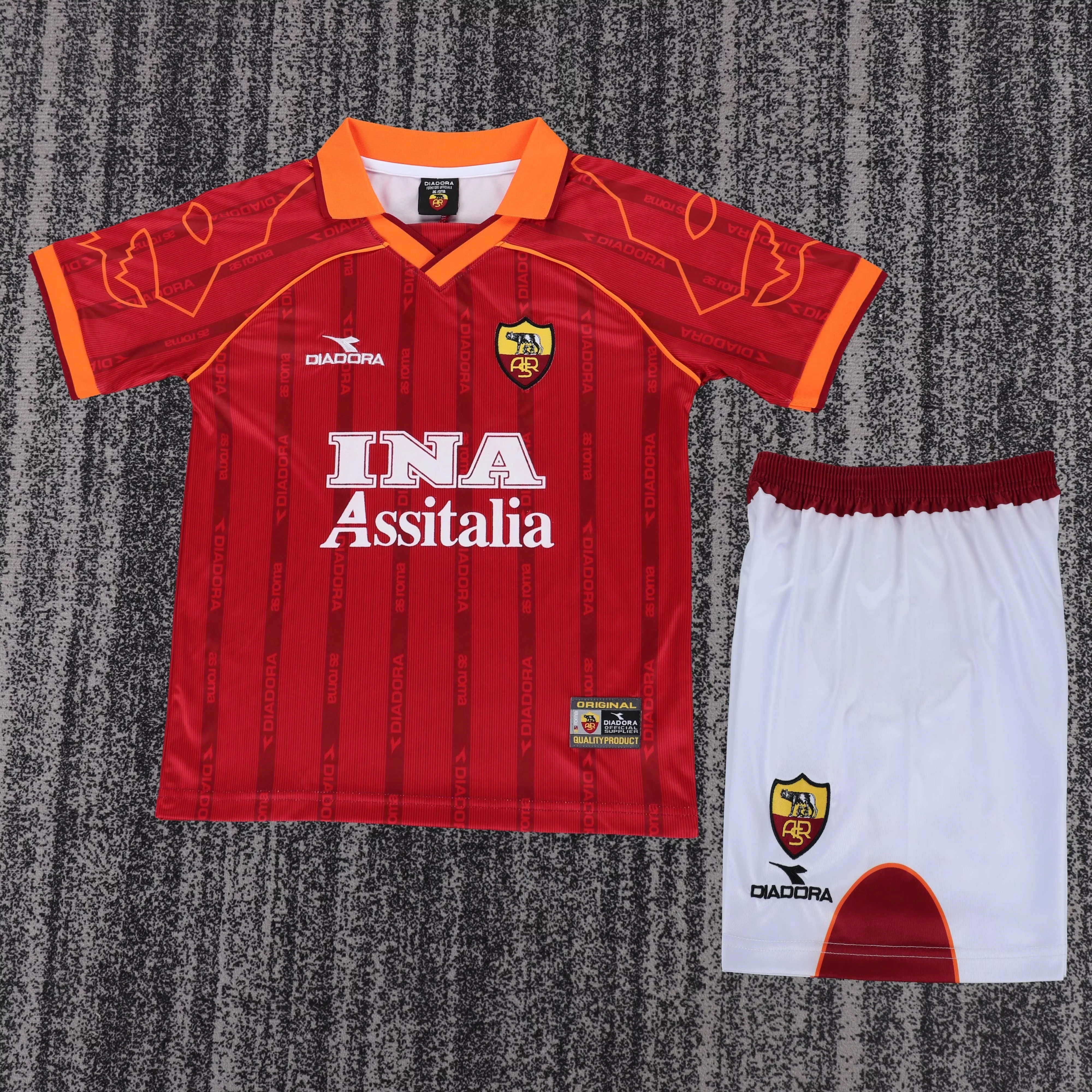 1999-00 Roma Home Retro Jersey - Children's Size