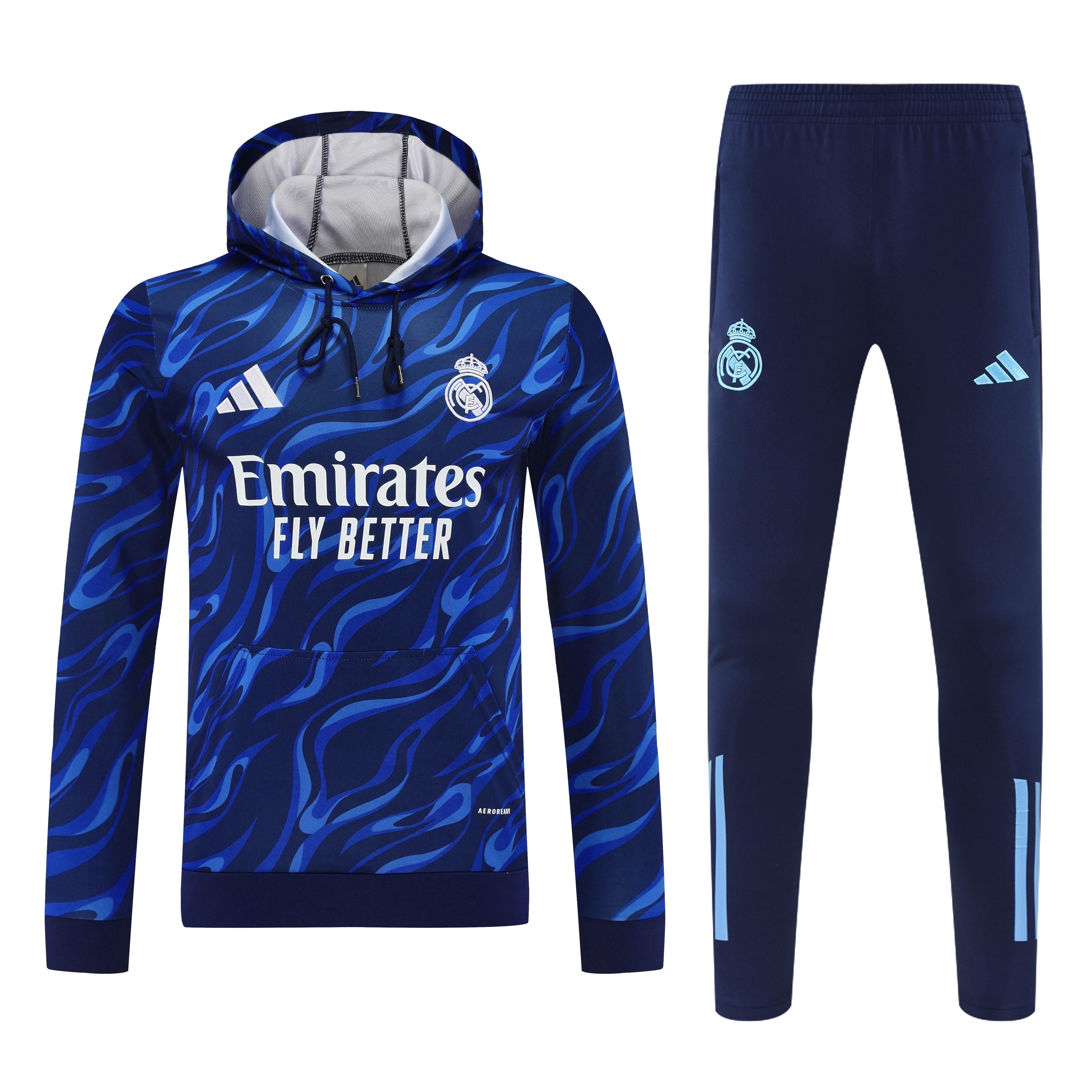 2025-26 Real Madrid Blue Hooded Training Jersey view 3