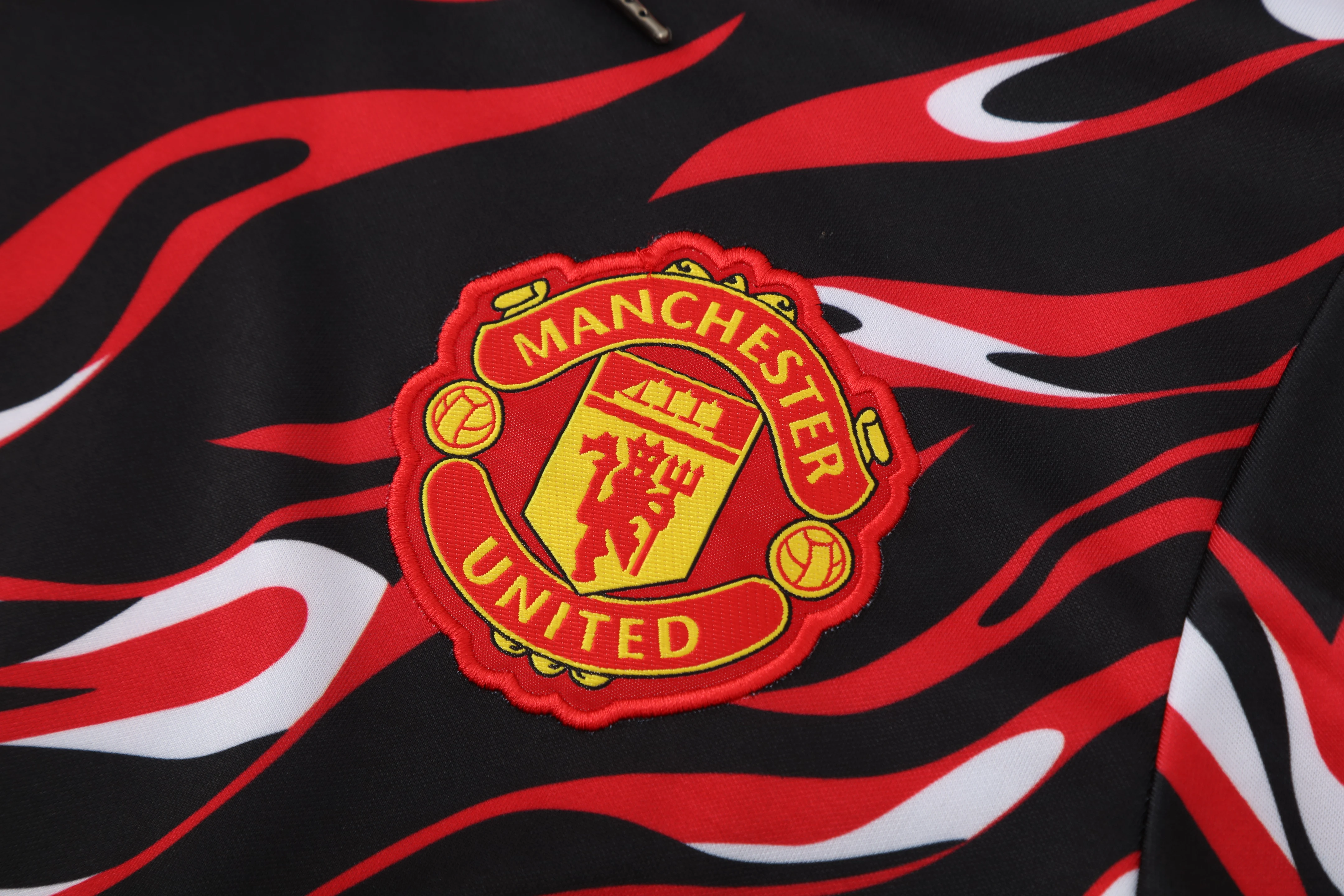 2025-26 Manchester United Black and Red Training Hooded Jersey view 10