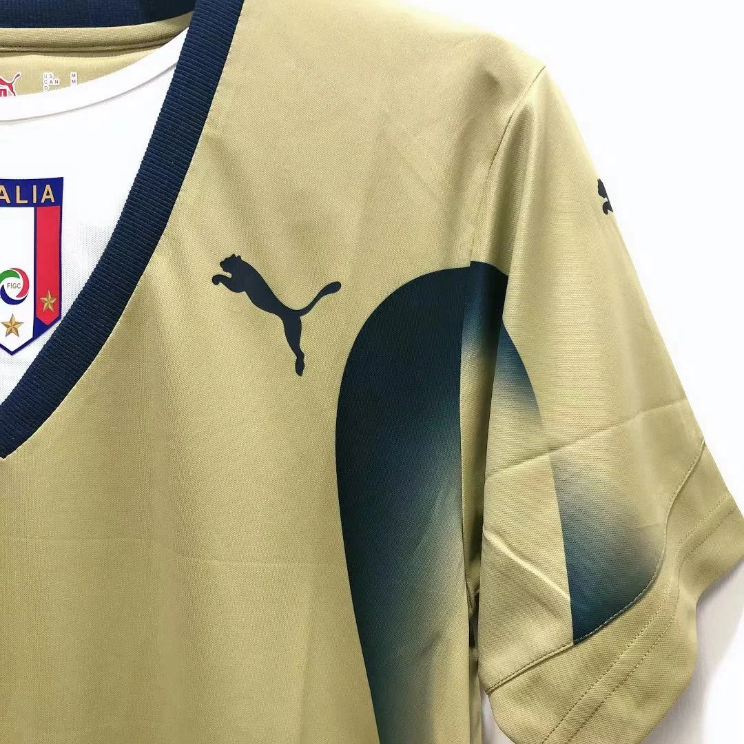 2006 Italy goalkeeper gold retro jersey view 3