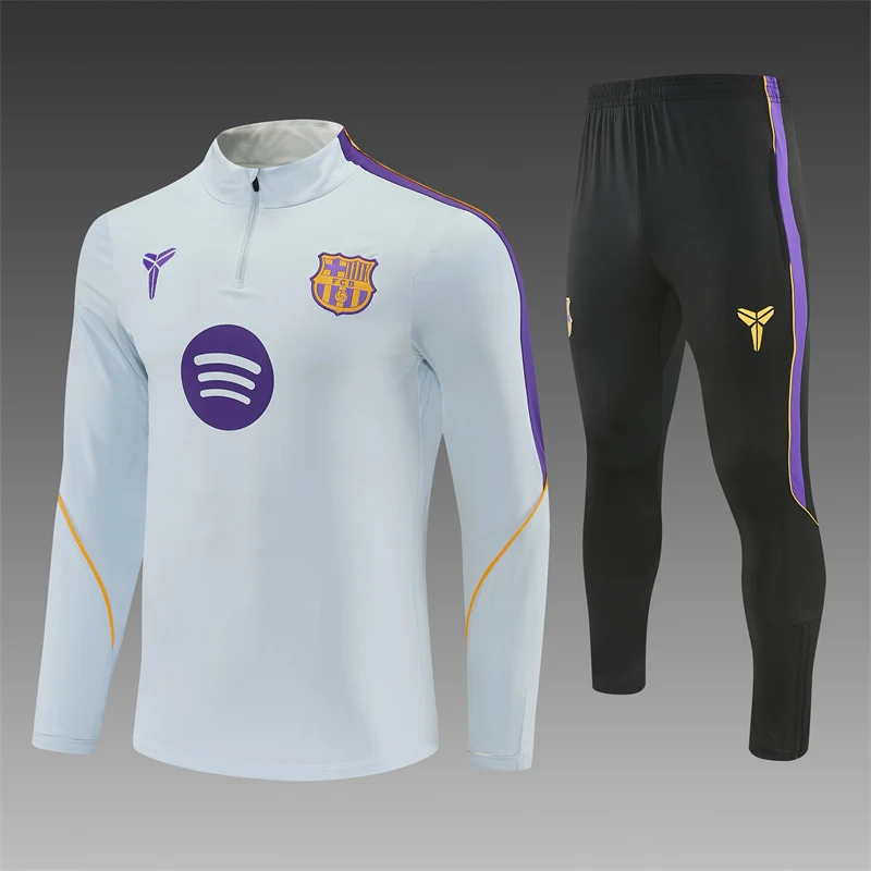 2026-27 Barcelona Red and Light Grey Half-Zip Training Jersey
