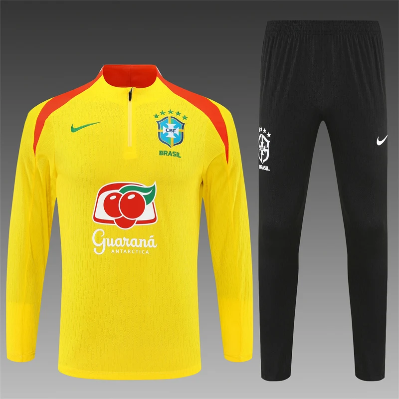 2025-26 Brazil Yellow Half-Zip Training Jersey view 3