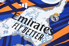 2025-26 Real Madrid yellow blue short sleeve training jersey view 9