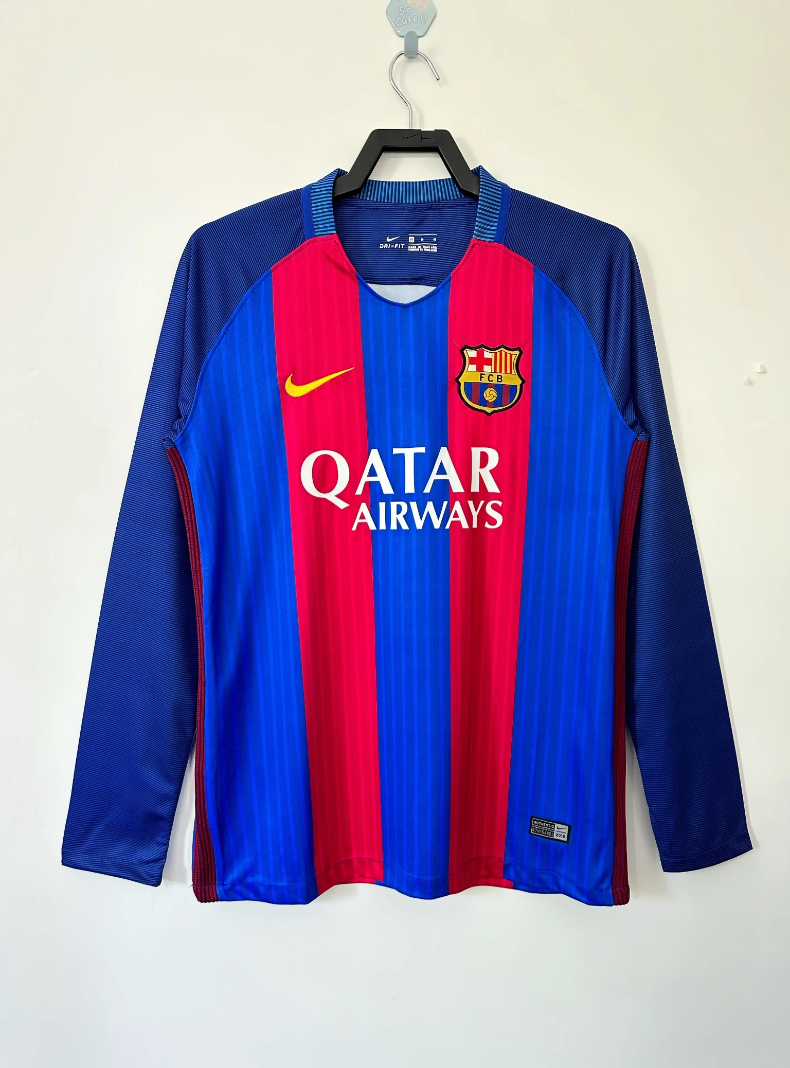 2016-17 Barcelona Home Long Sleeve Retro Jersey