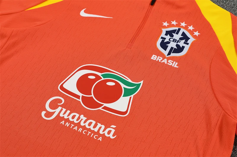 2025-26 Brazil Orange Half-Zip Training Jersey view 7
