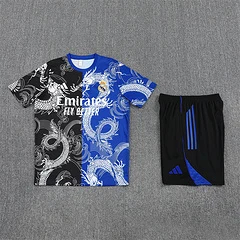 2025-26 Real Madrid Black Blue Short Sleeve Training Jersey view 12