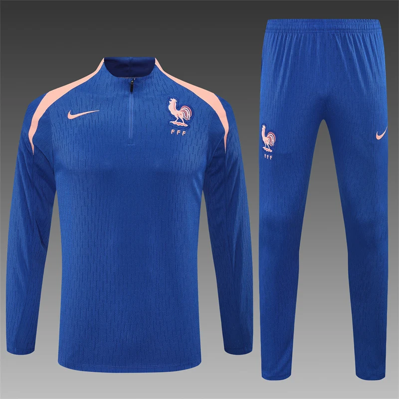 2025-26 France Blue Half-Zip Training Jersey view 3
