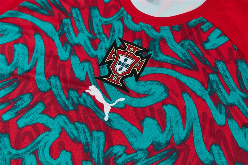 2026-27 Portugal Team Dark Red & Green Short-Sleeve Training Jersey view 5