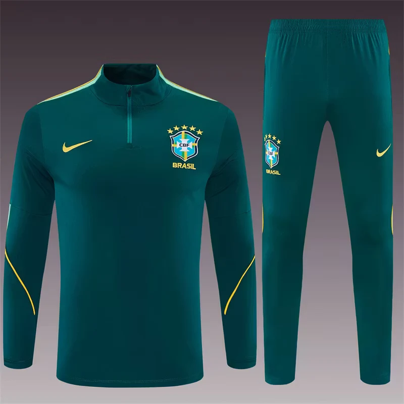 2026-27 Brazil Dark Green Half-Zip Training Jersey view 3