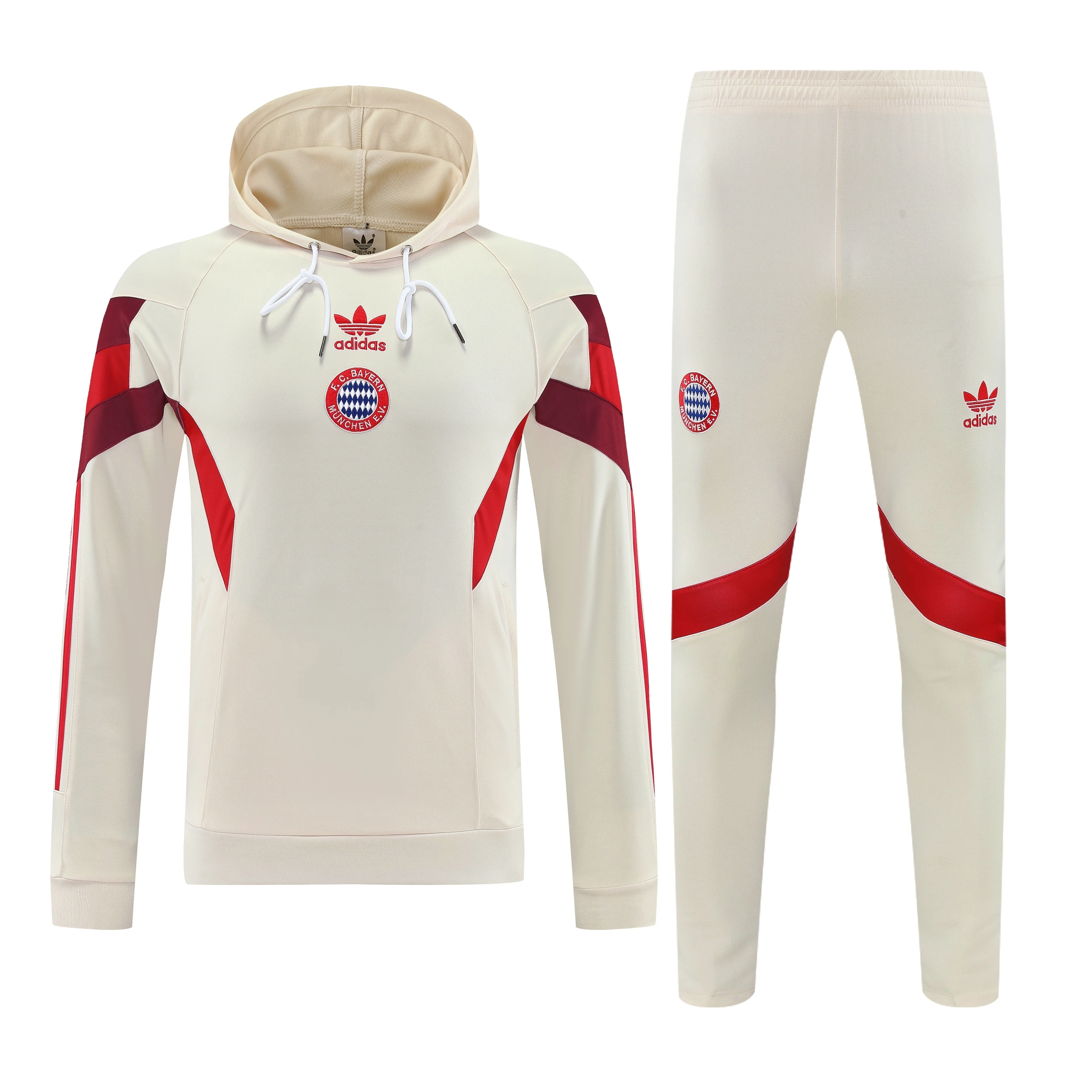 2025-26 Bayern Munich off-white training hooded jersey view 3