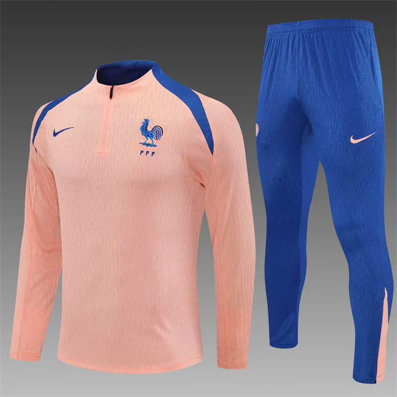 2025-26 France Light Pink Half-Zip Training Jersey