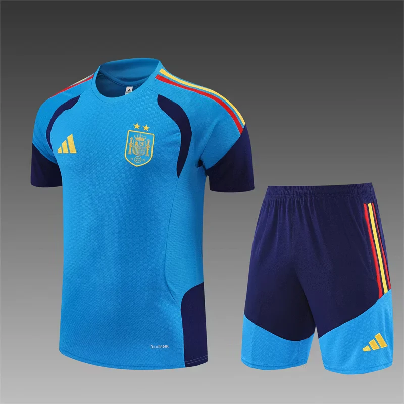 2026-27 Spain Team Lake Blue Short-Sleeve Training Jersey (Two Stars)