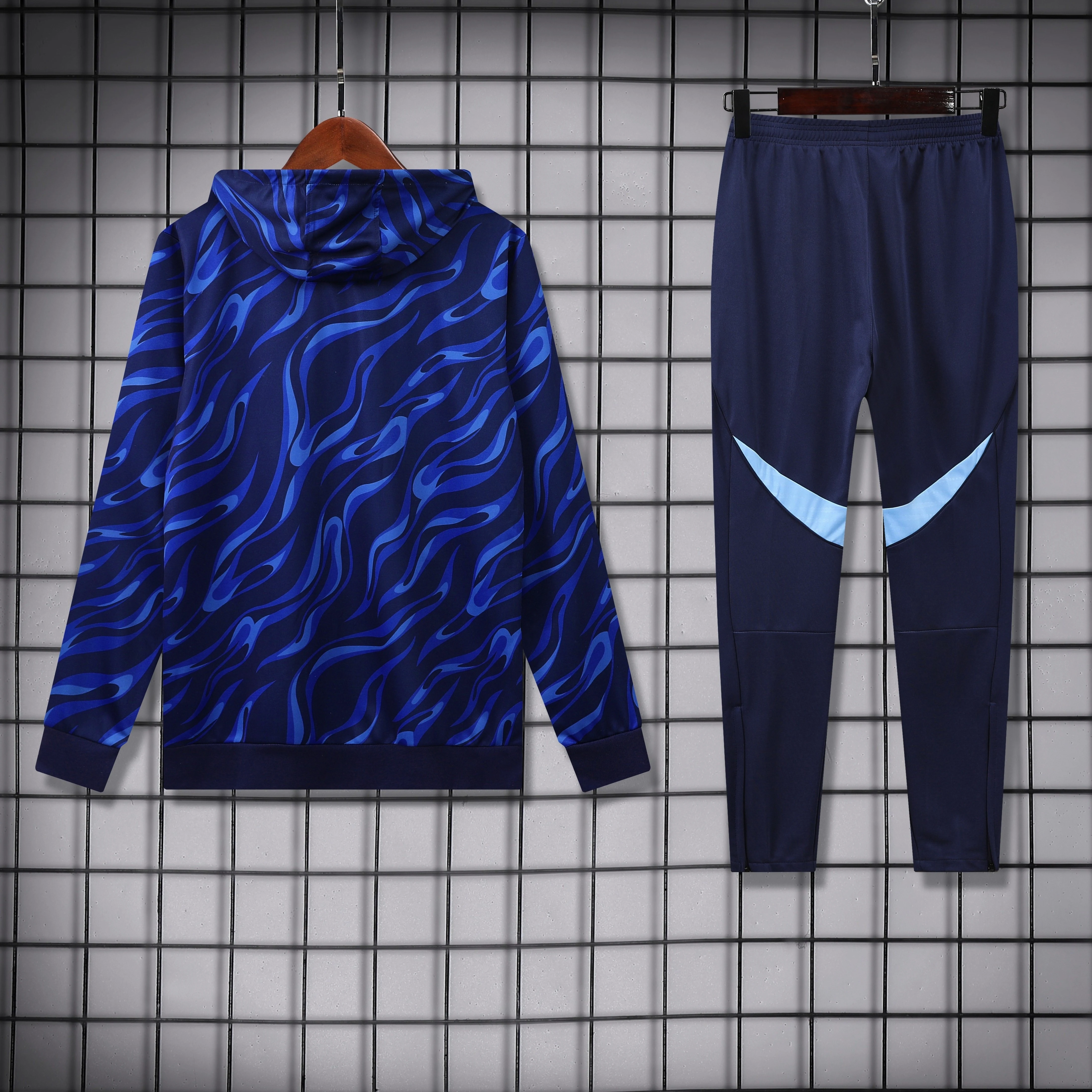 2025-26 Real Madrid Blue Hooded Training Jersey view 2