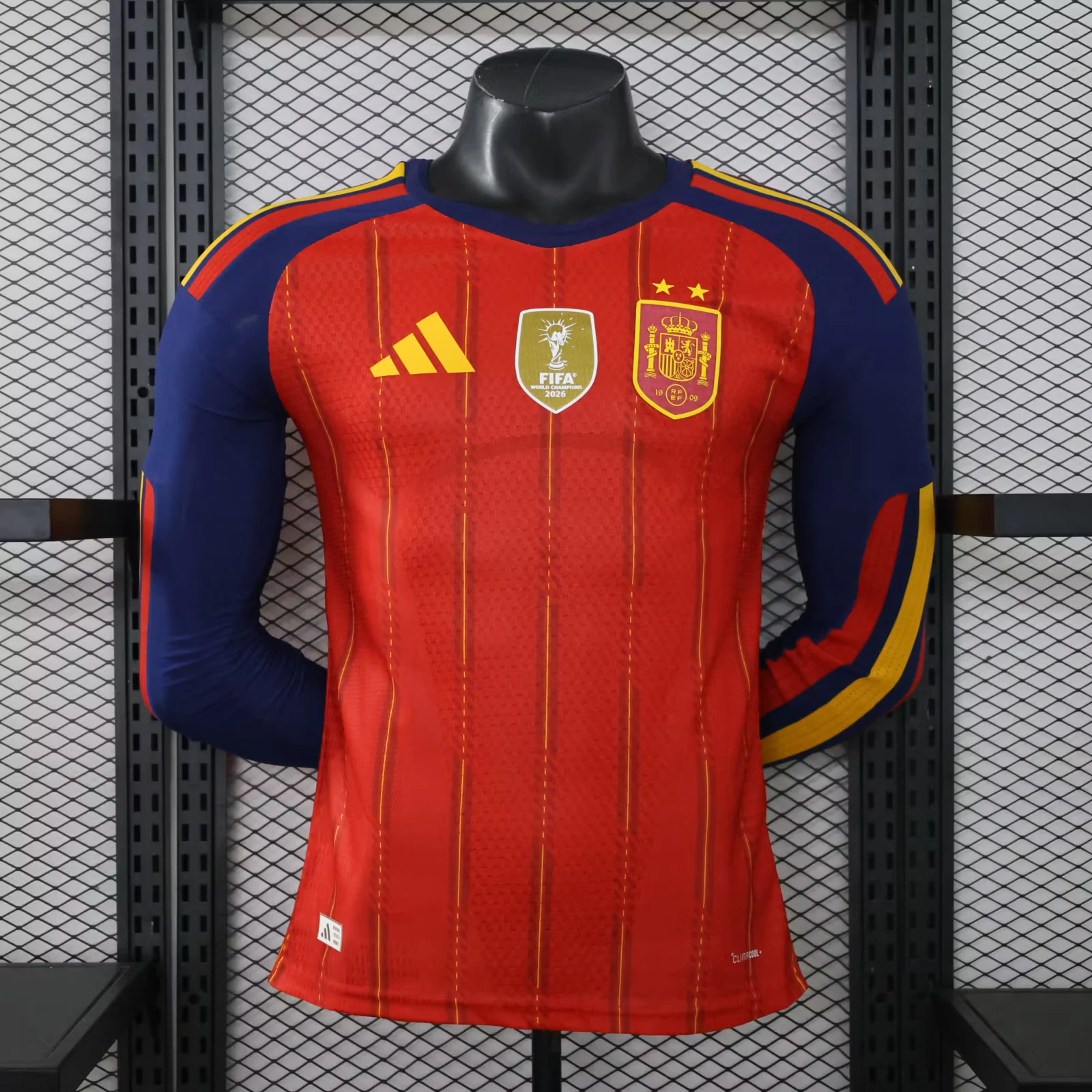 2026-27 Spain Home Long-Sleeve Jersey (with Two Stars) – Player Version