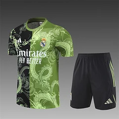 2025-26 Real Madrid Black and Green Short Sleeve Training Jersey