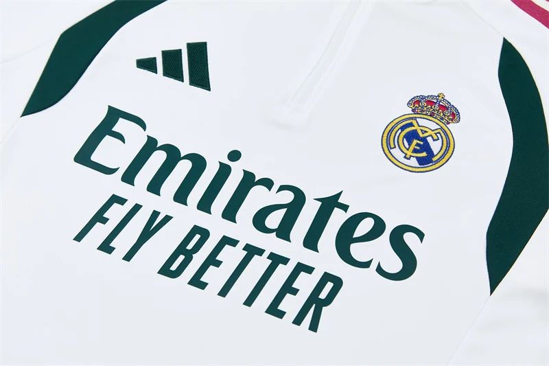 2026-27 Real Madrid White & Green Half-Zip Training Jersey view 7