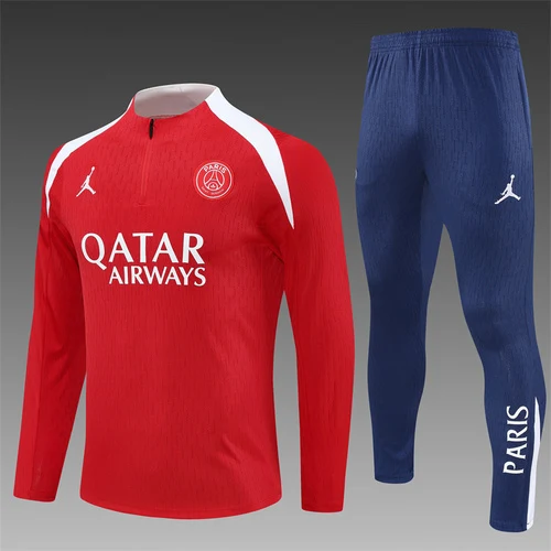 2025-26 Paris Saint-Germain Red Half-Pull Training Jersey