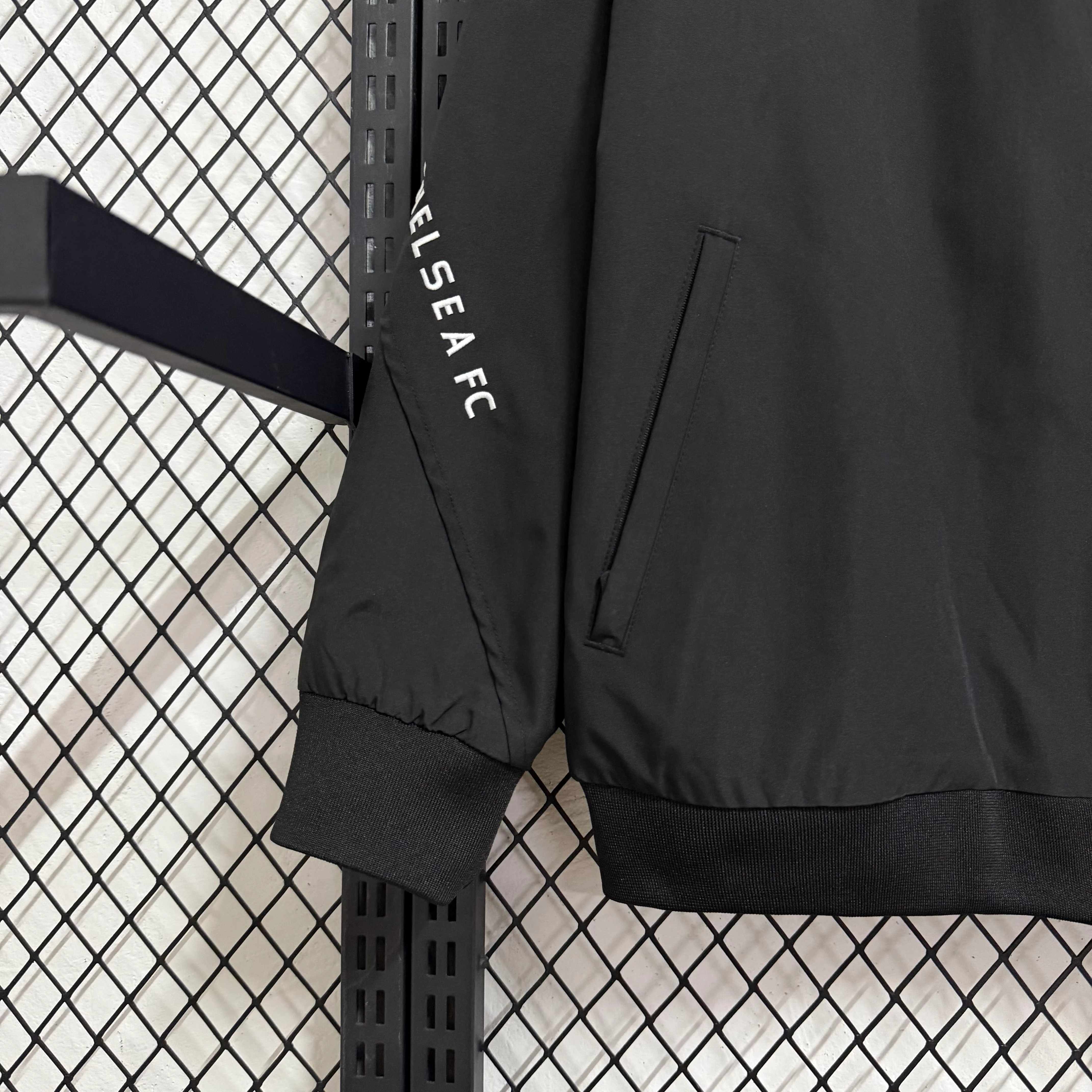 2025-26 Chelsea Black Waterproof Training Windbreaker view 3