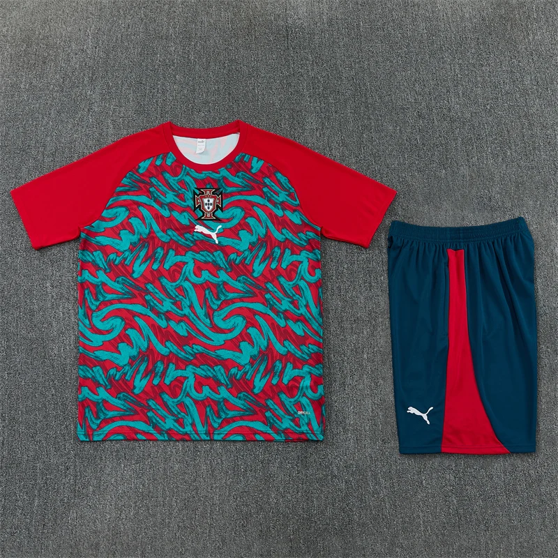 2026-27 Portugal Team Dark Red & Green Short-Sleeve Training Jersey view 11