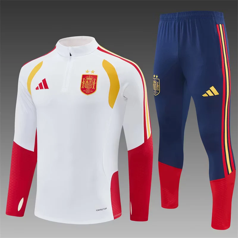 2026-27 Spain White Half-Zip Training Jersey (Two Stars)