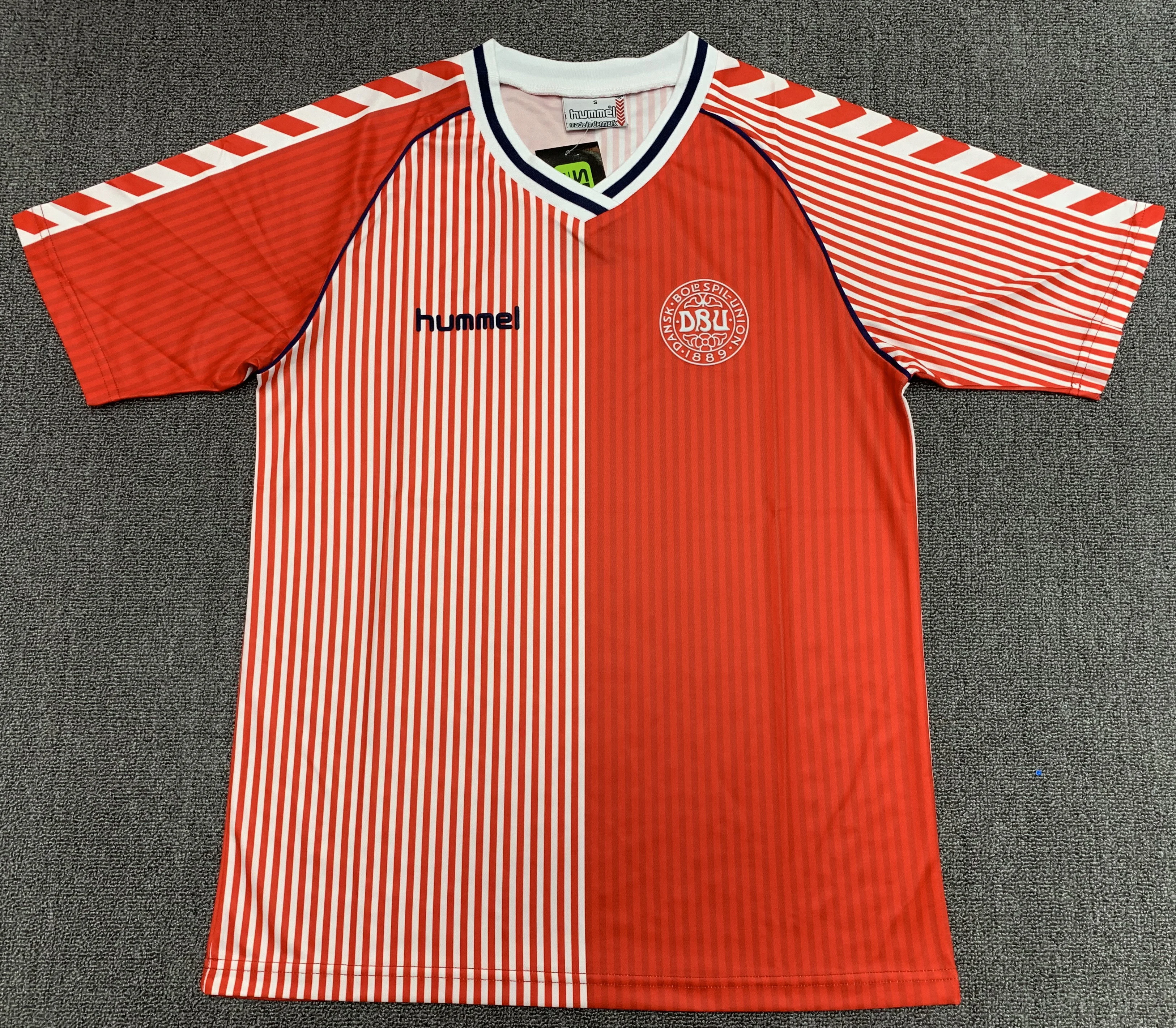 1986 Denmark home red and white retro jersey