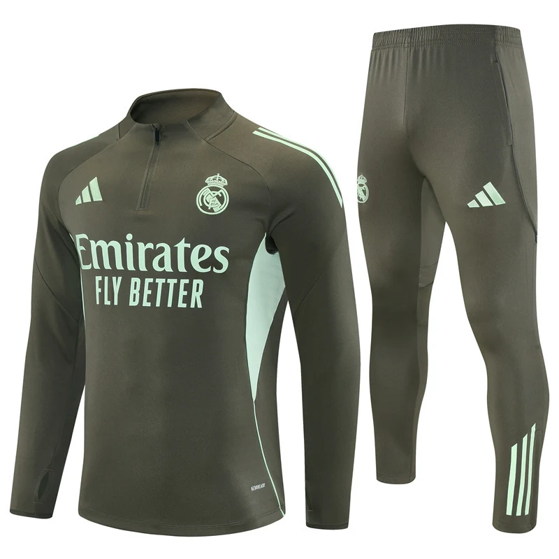 2025-26 Real Madrid Khaki Half-Zip Training Jersey view 18