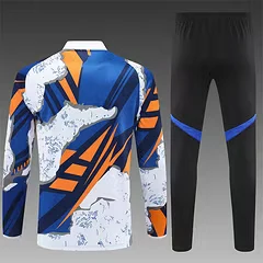 2025-26 Real Madrid yellow and blue camouflage half-pull training uniform jersey view 2